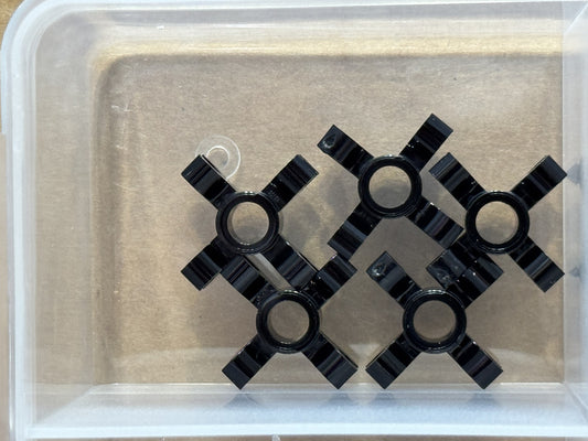 LEGO Parts - Black Technic, Pin Connector Round with 4 Clips - No 90202 - QTY 5