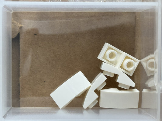 LEGO Parts - White Slope, Curved 2 x 1 x 2/3 Inverted - No 24201 - QTY 5