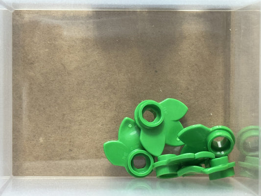 LEGO Parts - Bright Green Plant Plate, Round 1 x 1 3 Leaves - No 32607 - QTY 5
