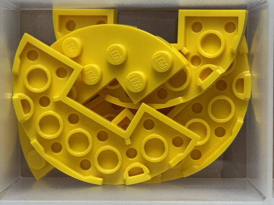 LEGO Parts - Yellow Plate, Round Half 3 x 6 with 1 x 2 Cutout - No 18646 - QTY 5