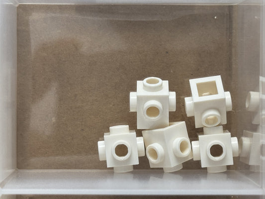 LEGO Parts - White Brick, Modified 1 x 1 with Studs on 4 Sides - No 4733 - QTY 5