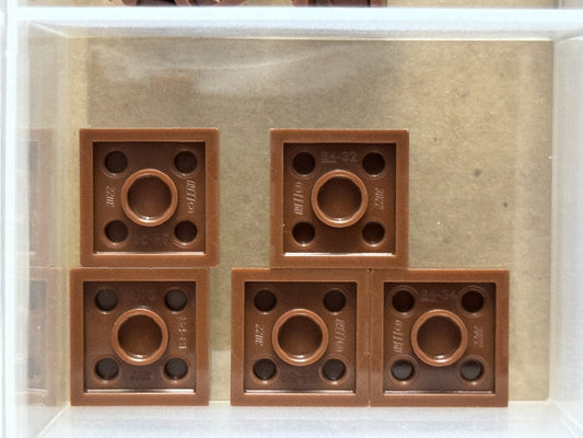 LEGO Parts - Reddish Brown Plate 2 x 2 - No 3022 - QTY 5