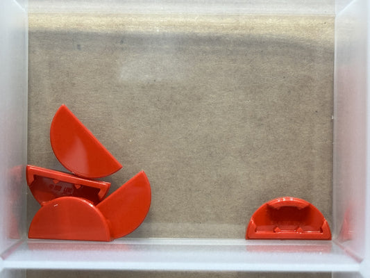 LEGO Parts - Red Tile, Round 1 x 2 Half - No 1748 - QTY 5