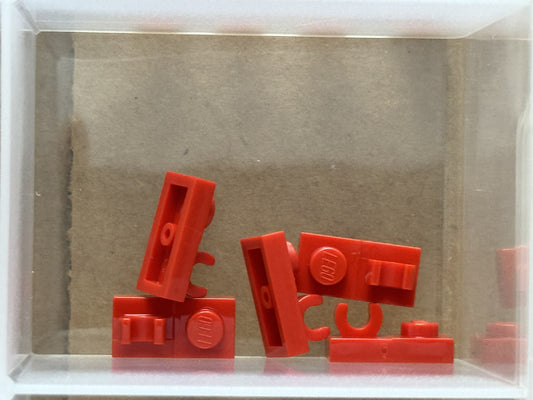LEGO Parts - Red Plate 1 x 2 with Open O Clip on Top - No 44861 - QTY 5