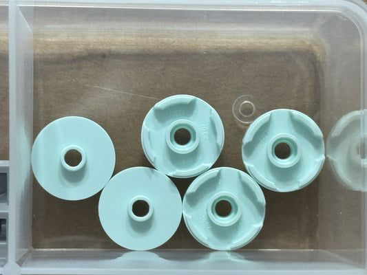 LEGO Parts - Light Aqua Tile, Round 2 x 2 with Open Stud - No 18674 - QTY 5