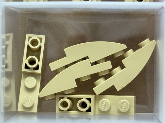 LEGO Parts - Tan Slope, Curved 4 x 1 Inverted - No 13547 - QTY 5