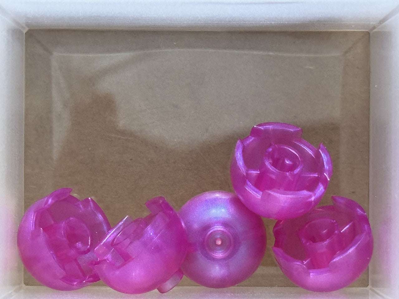 LEGO Parts - Satin Trans-Dark Pink Brick, Round 2 x 2 Dome Top - No 553 - QTY 5