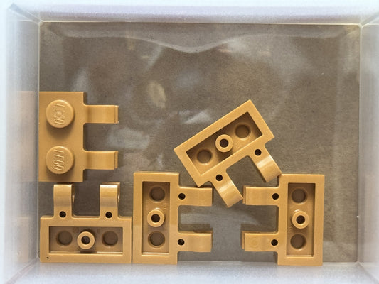 LEGO Parts - Medium Nougat Plate 1 x 2 with 2 Open O Clips - No 60470b - QTY 5