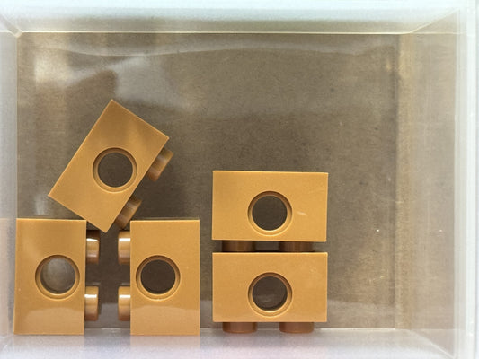 LEGO Parts - Medium Nougat Technic, Brick 1 x 2 with Hole - No 3700 - QTY 5