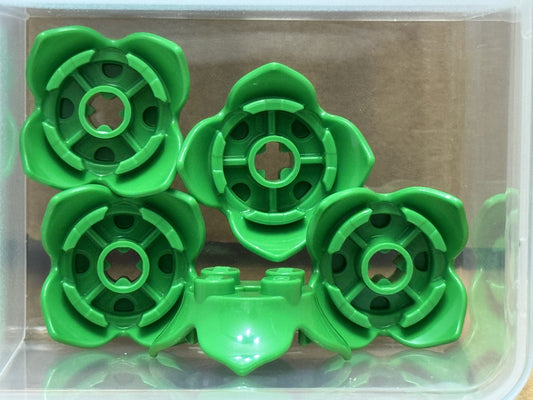 LEGO Parts - Bright Green Plant Leaves 2 x 2 4 Petals - No 15469 - QTY 5