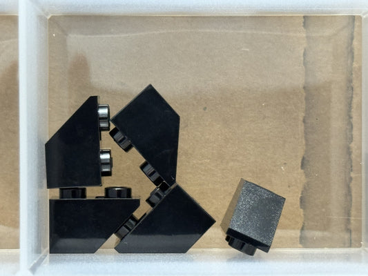 LEGO Parts - Black Slope, Inverted 45 2 x 1 - No 3665 - QTY 5