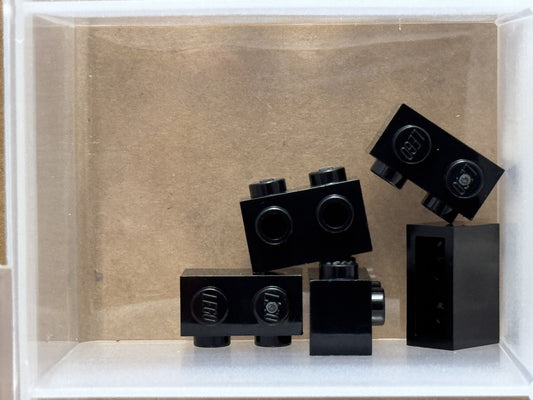 LEGO Parts - Black Brick, Modified 1 x 2 with Studs on 1 Side - No 11211 - QTY 5