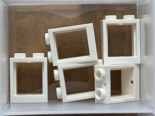 LEGO Parts - White Window 1 x 2 x 2 Flat Front - No 60592 - QTY 5
