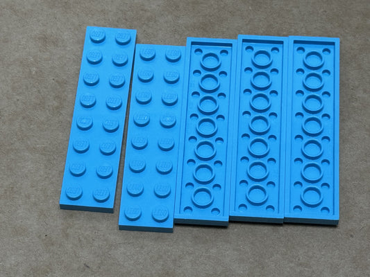 LEGO Parts - Medium Azure Plate 2 x 8 - No 3034 - QTY 5