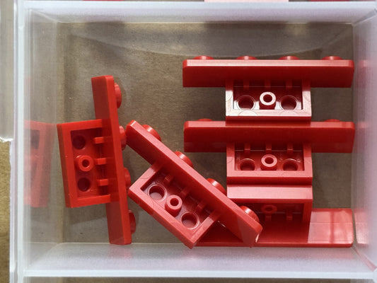 LEGO Parts - Red Bracket 1 x 2 - 1 x 4 - No 28802 - QTY 5