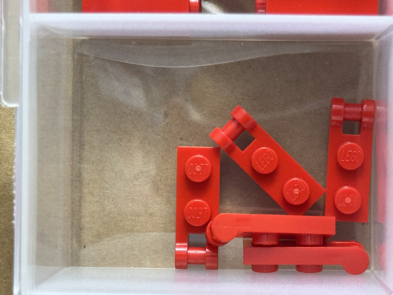 LEGO Parts - Red Plate, Modified 1 x 2 with Bar Handle on End - No 60478 - QTY 5