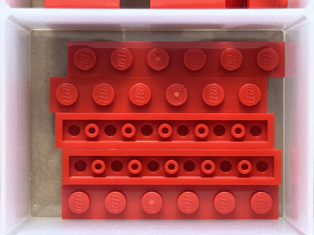 LEGO Parts - Red Plate 1 x 6 - No 3666 - QTY 5