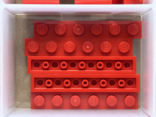 LEGO Parts - Red Plate 1 x 6 - No 3666 - QTY 5