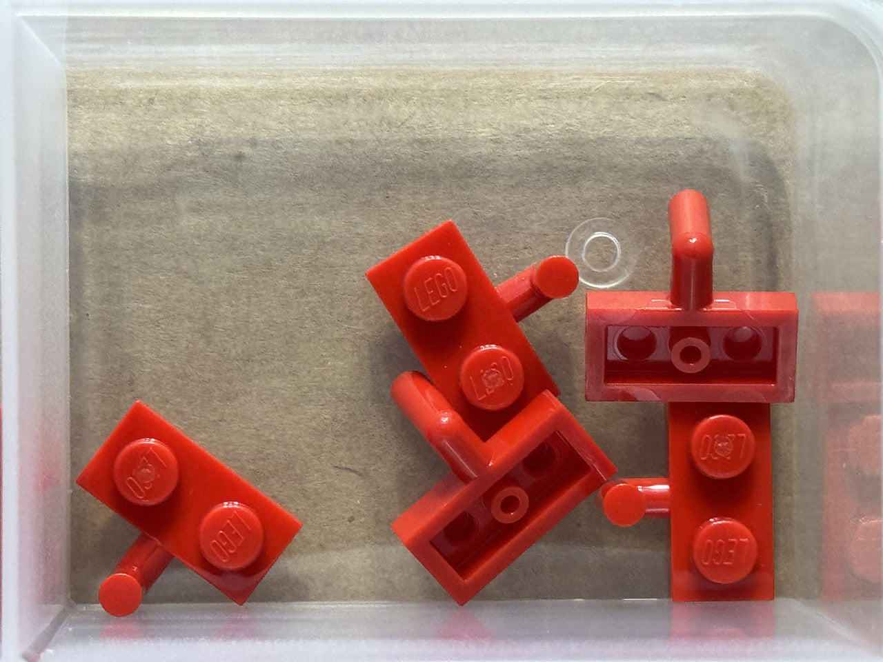 LEGO Parts - Red Plate 1 x 2 with Bar Arm Up - No 4623b - QTY 5