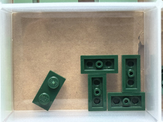 LEGO Parts - Dark Green Plate 1 x 2 - No 3023 - QTY 5