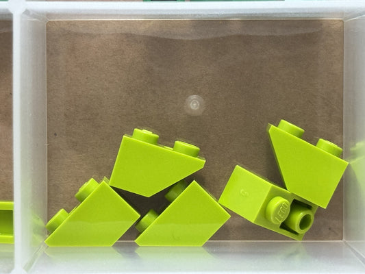 LEGO Parts - Lime Slope, Inverted 45 2 x 1 - No 3665 - QTY 5