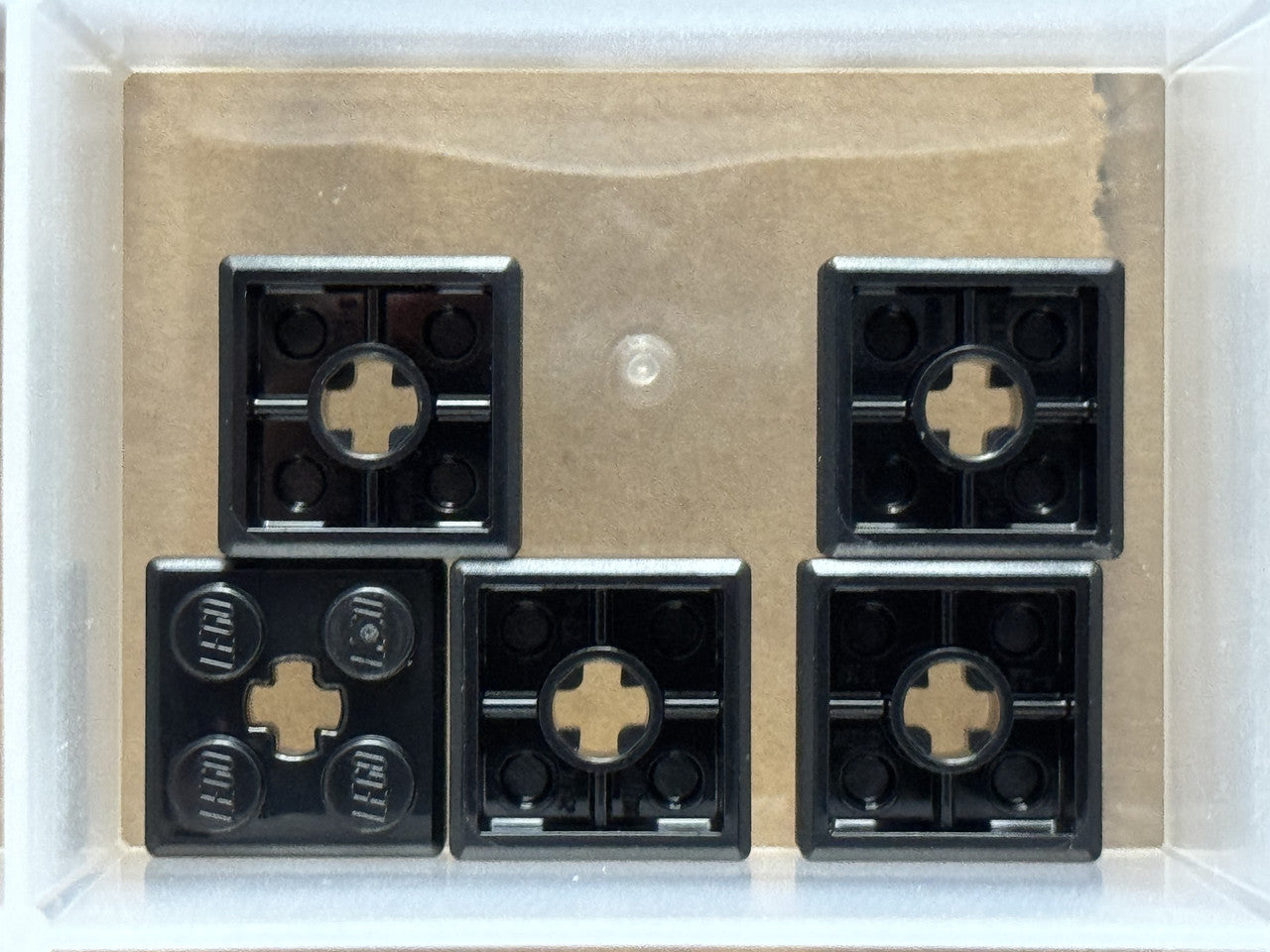 LEGO Parts - Black Brick 2 x 2 x 2/3 Ribbed with Axle Hole - No 71752 - QTY 5