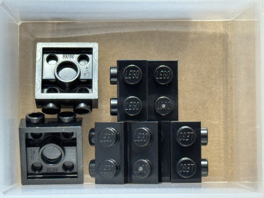LEGO Parts - Black Plate 2 x 2 x 2/3 with 2 Studs on Side - No 99206 - QTY 5