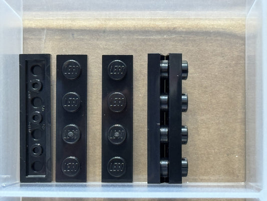 LEGO Parts - Black Plate 1 x 4 - No 3710 - QTY 5