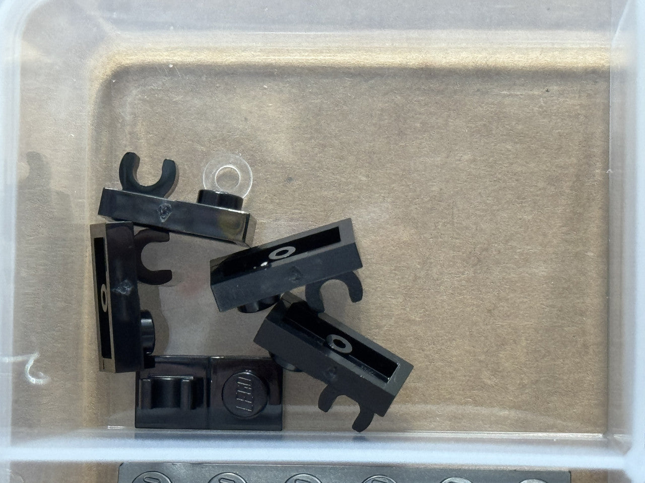 LEGO Parts - Black Plate 1 x 2 with Open O Clip on Top - No 44861 - QTY 5