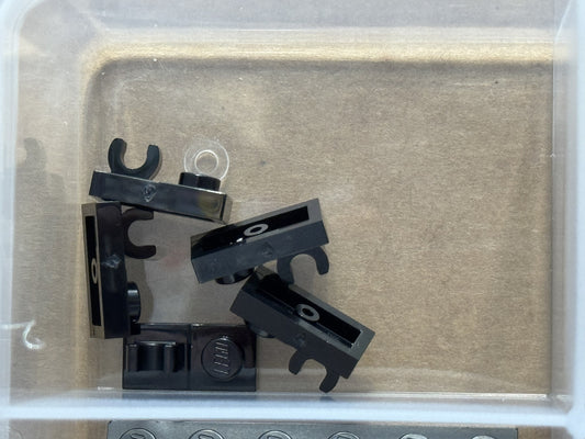 LEGO Parts - Black Plate 1 x 2 with Open O Clip on Top - No 44861 - QTY 5