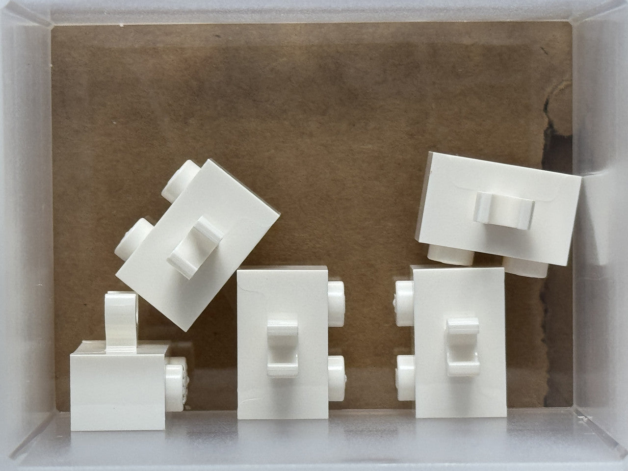 LEGO Parts - White Brick 1 x 2 with Open O Clip Thick - No 30237b - QTY 5