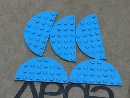 LEGO Parts - Medium Azure Plate, Round Half 4 x 8 - No 22888 - QTY 5