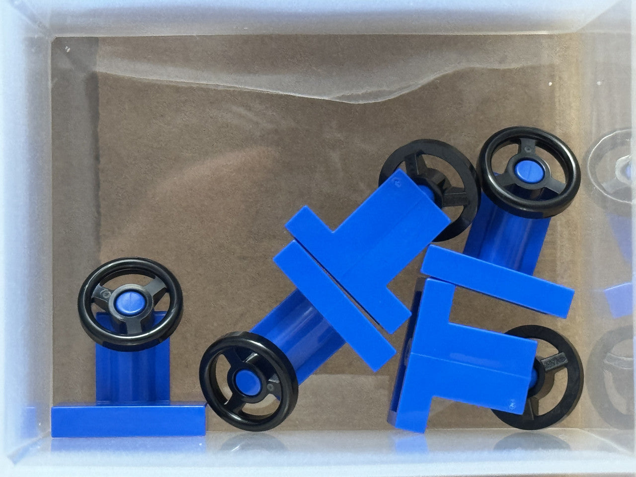 LEGO Parts - Blue Vehicle, Steering Stand 1 x 2 Black Wheel - No 3829c01 - QTY 5