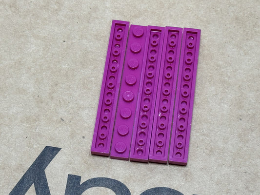 LEGO Parts - Magenta Plate 1 x 8 - No 3460 - QTY 5