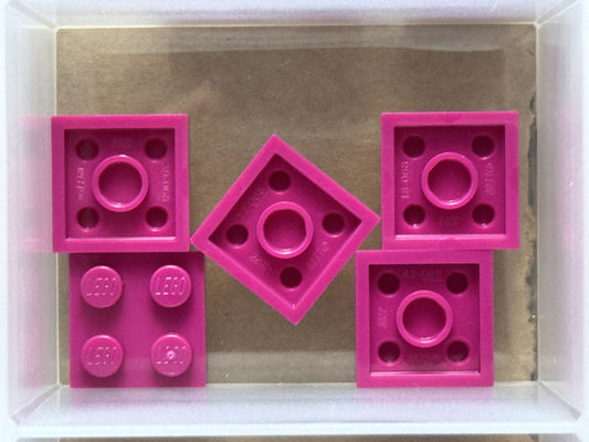 LEGO Parts - Magenta Plate 2 x 2 - No 3022 - QTY 5