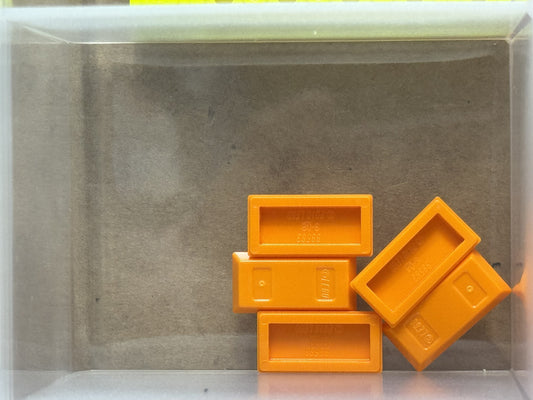 LEGO Parts - Orange Minifigure, Utensil Ingot 1 x 2 - No 99563 - QTY 5