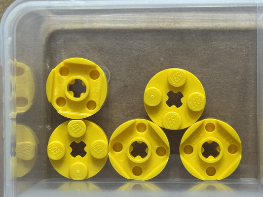 LEGO Parts - Yellow Plate, Round 2 x 2 with Axle Hole - No 4032 - QTY 5