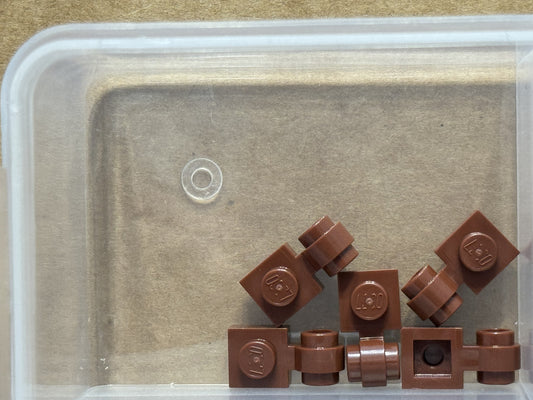 LEGO Parts - Reddish Brown Plate 1 x 1 with Light Attachment - No 4081b - QTY 5