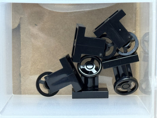 LEGO Parts - Black Vehicle Steering Stand 1 x 2 Black Wheel - No 3829c01 - QTY 5
