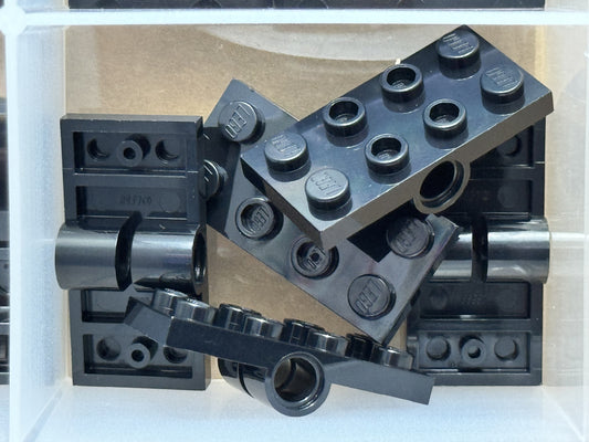 LEGO Parts - Black Plate, Modified 2 x 4 with Pin Holes - No 26599 - QTY 5