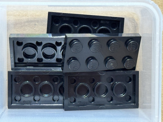 LEGO Parts - Black Plate 2 x 4 - No 3020 - QTY 5