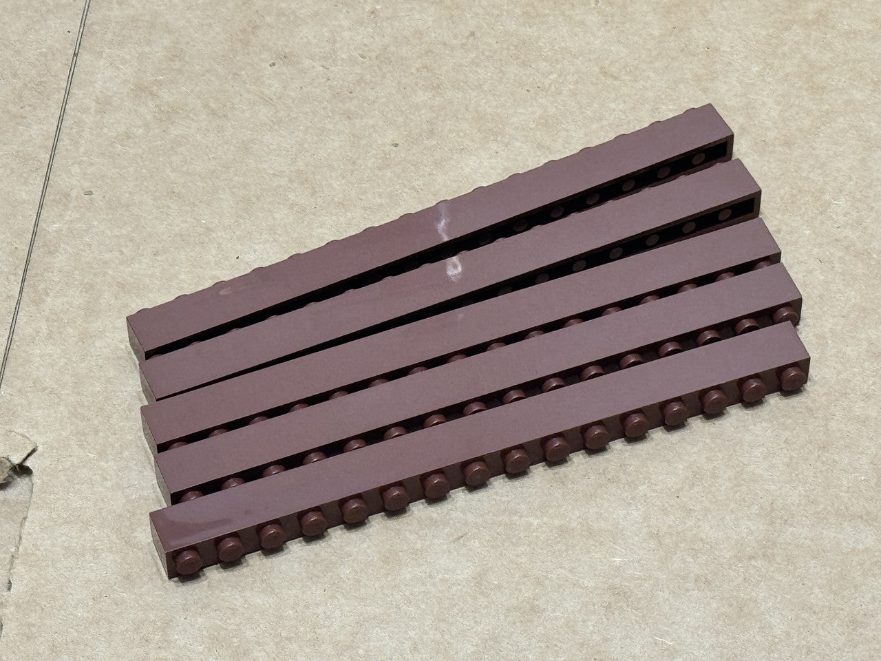 LEGO Parts - Reddish Brown Brick 1 x 16 - No 2465 - QTY 5