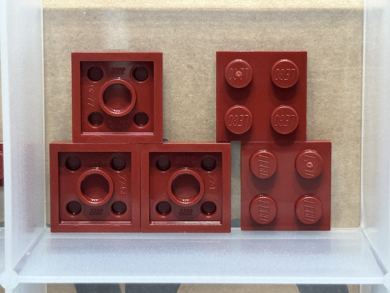 LEGO Parts - Dark Red Plate 2 x 2 - No 3022 - QTY 5