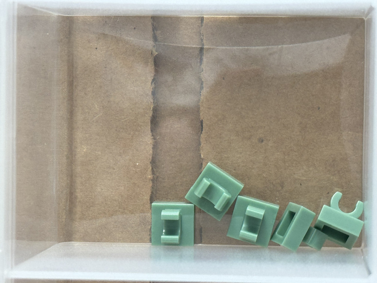 LEGO Parts - Sand Green Tile, Modified 1 x 1 with Open O Clip - No 15712 - QTY 5