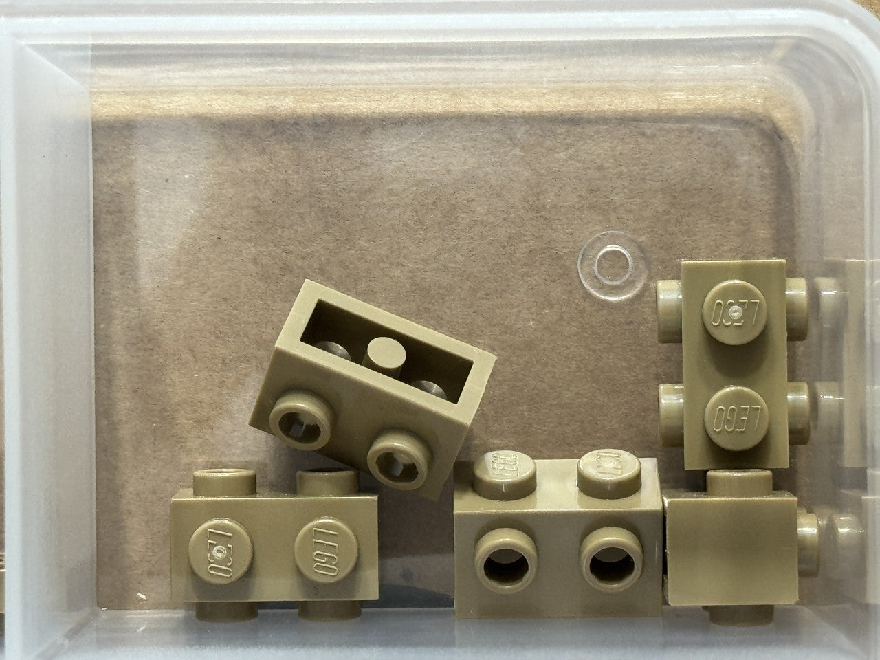 LEGO Parts - Dark Tan Brick 1 x 2 with Studs on 2 Sides - No 52107 - QTY 5