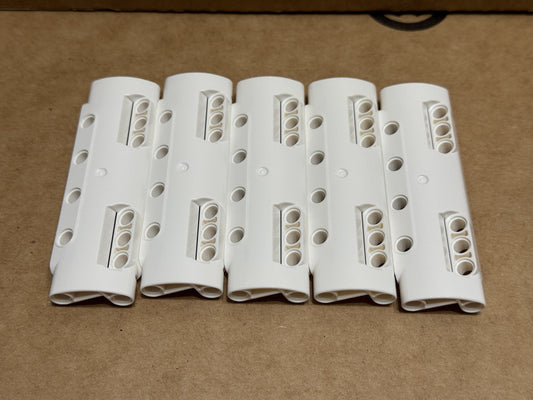 LEGO Parts - White Technic, Panel Curved 11 x 3 10 Pin Holes - No 11954 - QTY 5