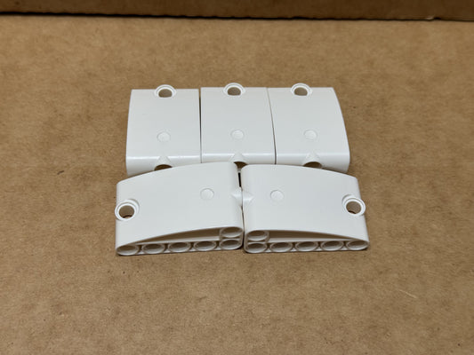 LEGO Parts - White Technic, Curved 2 x 5 x 3 L-Shape Thick - No 80285 - QTY 5