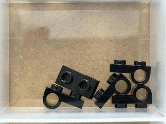 LEGO Parts - Black Plate 1 x 2 with Pin Hole on Bottom - No 18677 - QTY 5