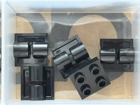 LEGO Parts - Black Plate, Modified 2 x 2 with Pin Holes - No 2817 - QTY 5