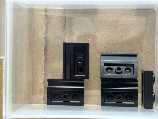LEGO Parts - Black Plate, Modified 1 x 2 with Door Rail - No 32028 - QTY 5
